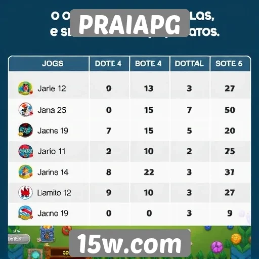 Comparativo entre jogos populares no PRAIAPG